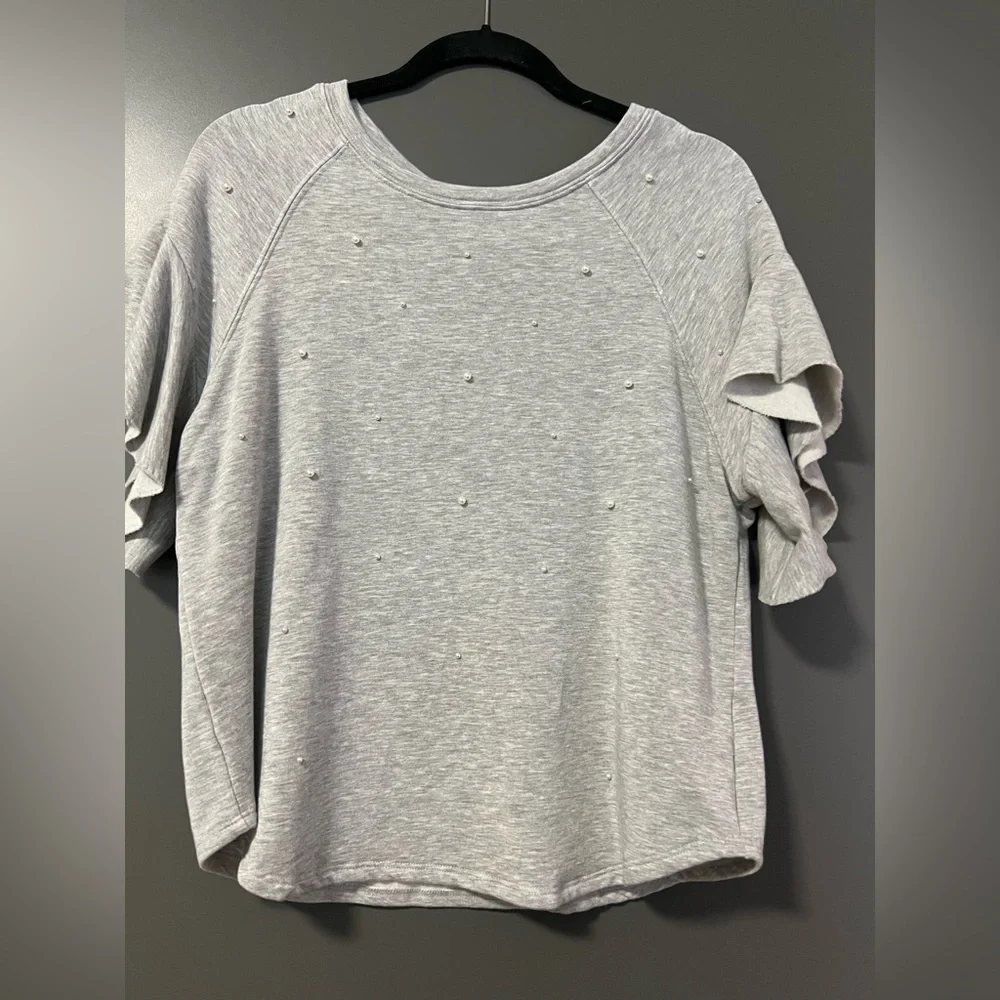 Gray Ruffle Sleeve Top - Picture 1 of 1